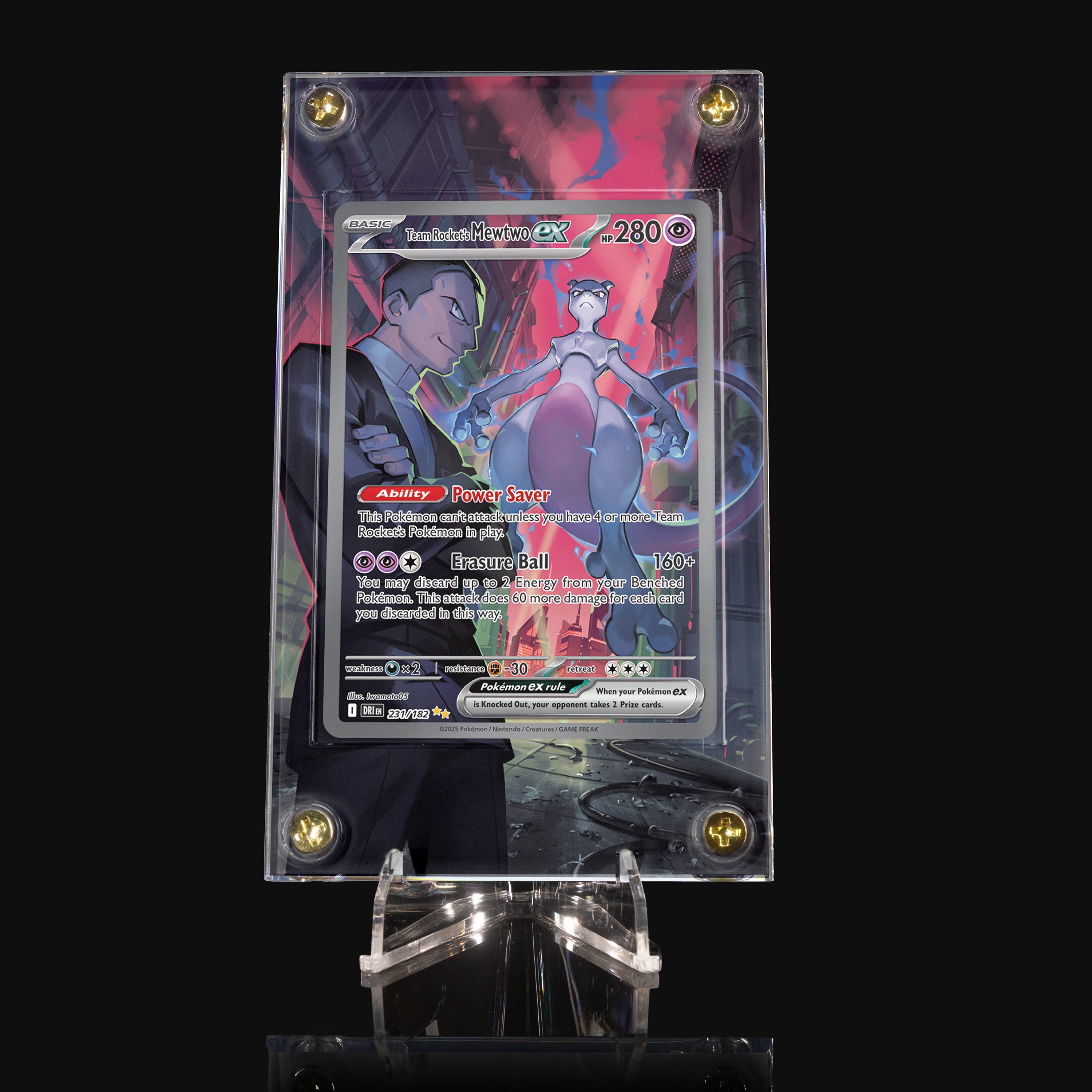 Team Rocket's Mewtwo ex 231 Pokemon Extended Art Display
